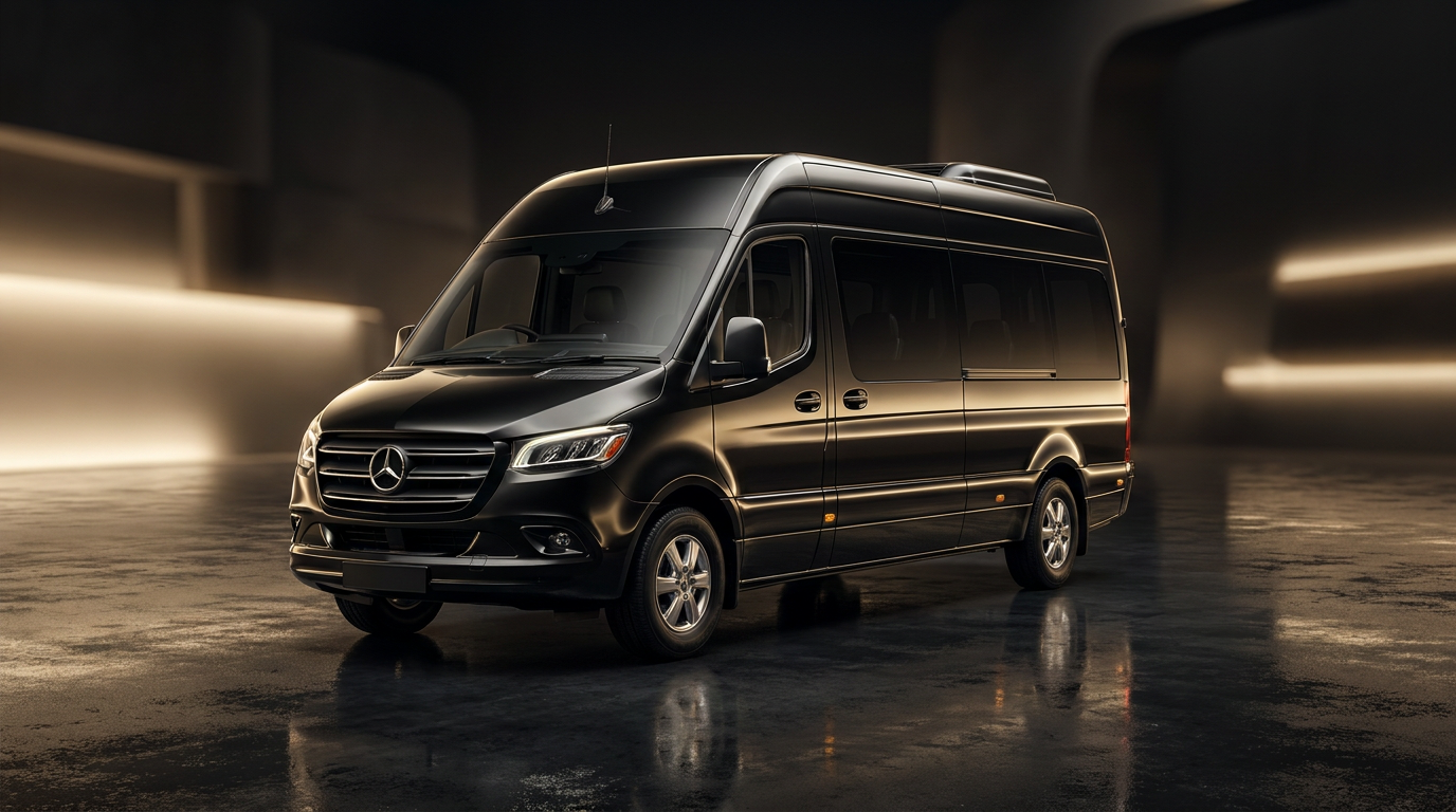 Black Mercedes-Benz Sprinter executive van