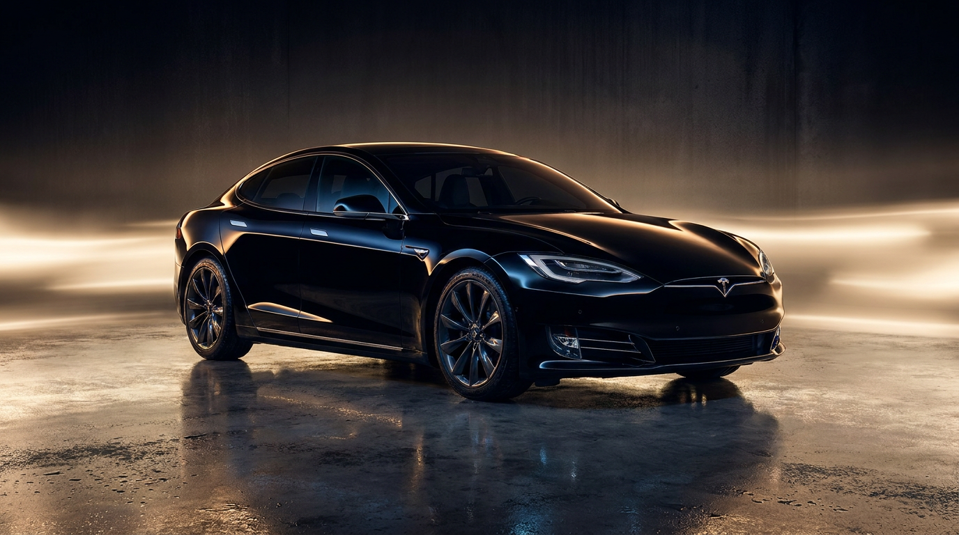 Black Tesla Model S electric luxury sedan